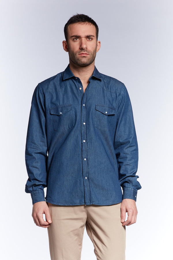 QUINTESSENCE CAMICIA DENIMBLU