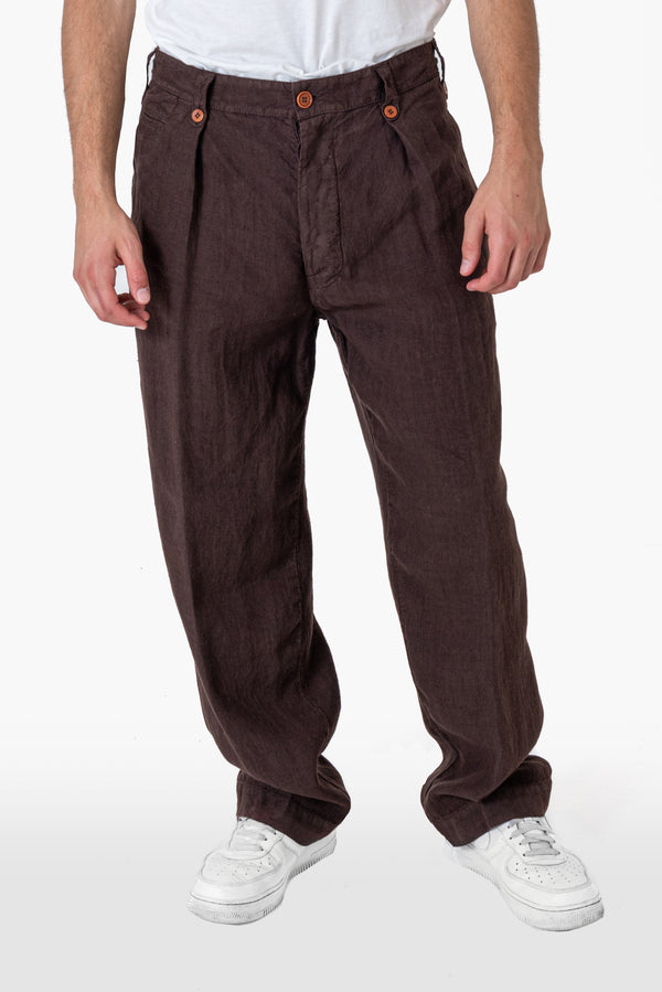 GRANDFATHER BROWN LINEN TROUSERS